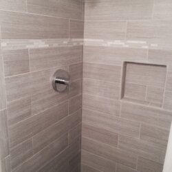 Gray tile shower