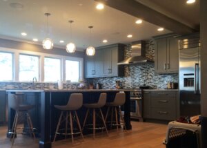 Modern gray and black kitchen