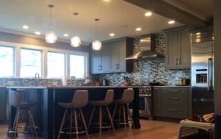 Modern gray and black kitchen