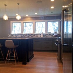 Kitchen with gray cabinets