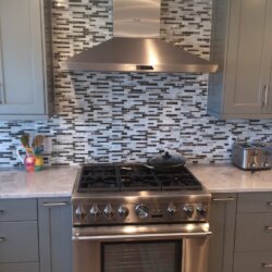 Stainless steel gas range in kitchen