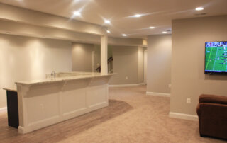 finished basement with wet bar in Ashburn, VA