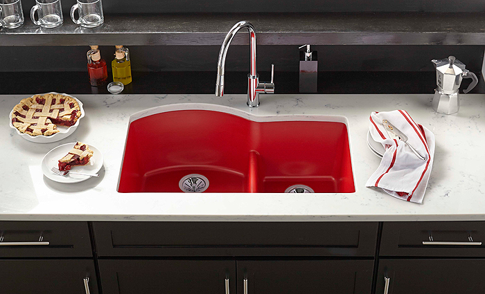 Elkay red quartz sink