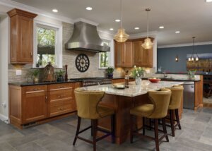 Remodeled kitchen with island seating