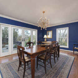 Dining room with blue walls