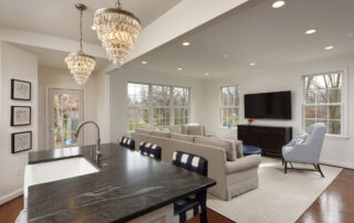 Remodeled kitchen opening to living room