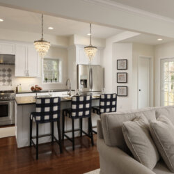 One wall kitchen with island seating