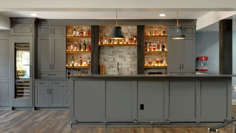 custom shelves and cabinets in Finished Basement Ashburn VA