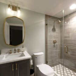 bathroom in finished basement remodel in northern virginia