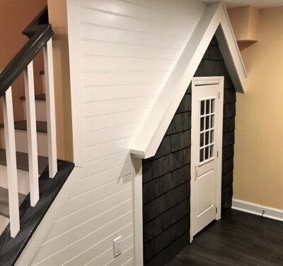 under stairs playhouse in basement remodel