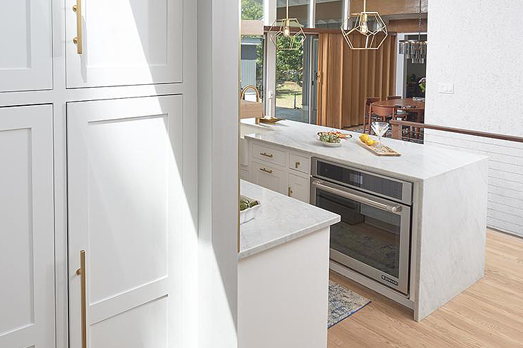 kitchen with white cabinets