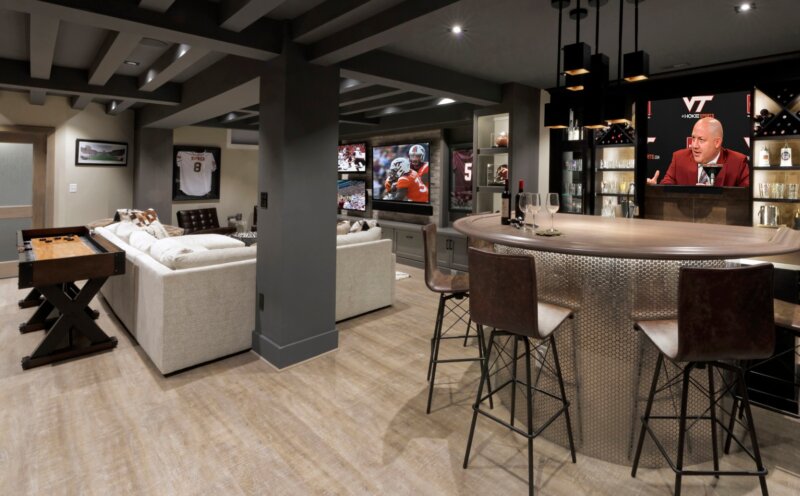 finished basement with wet bar