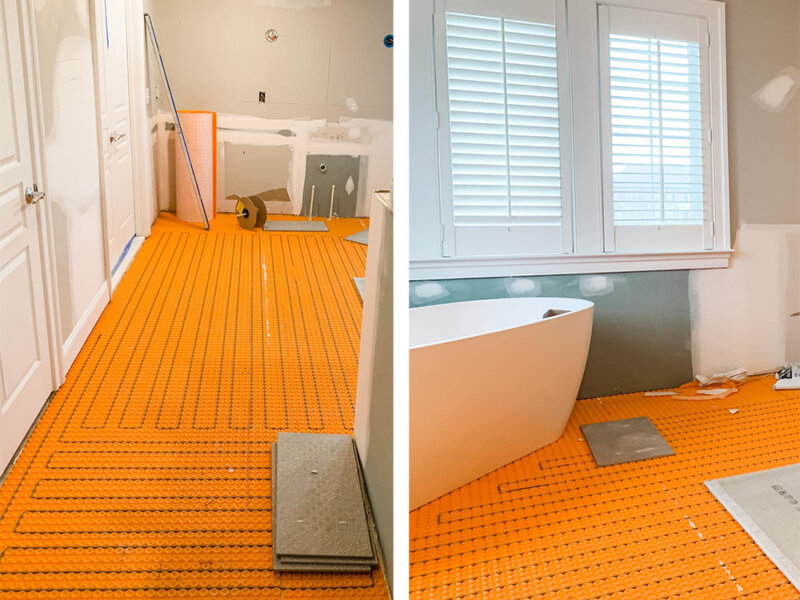 Bathroom heated floor installation