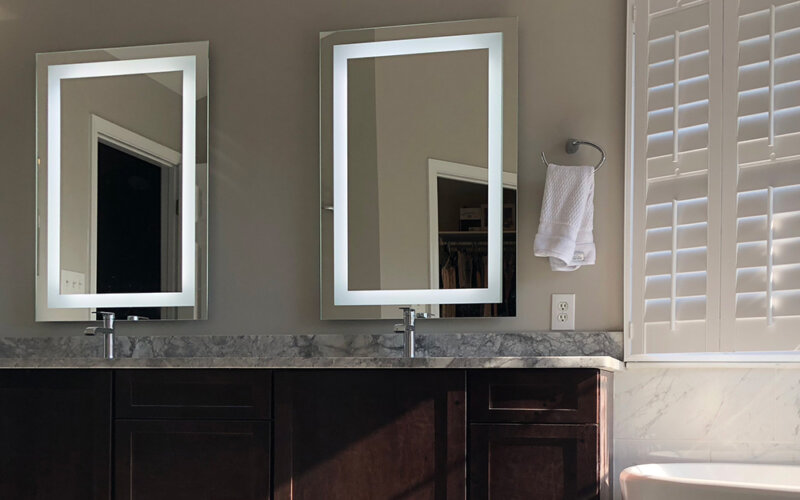 Double vanity and mirrors