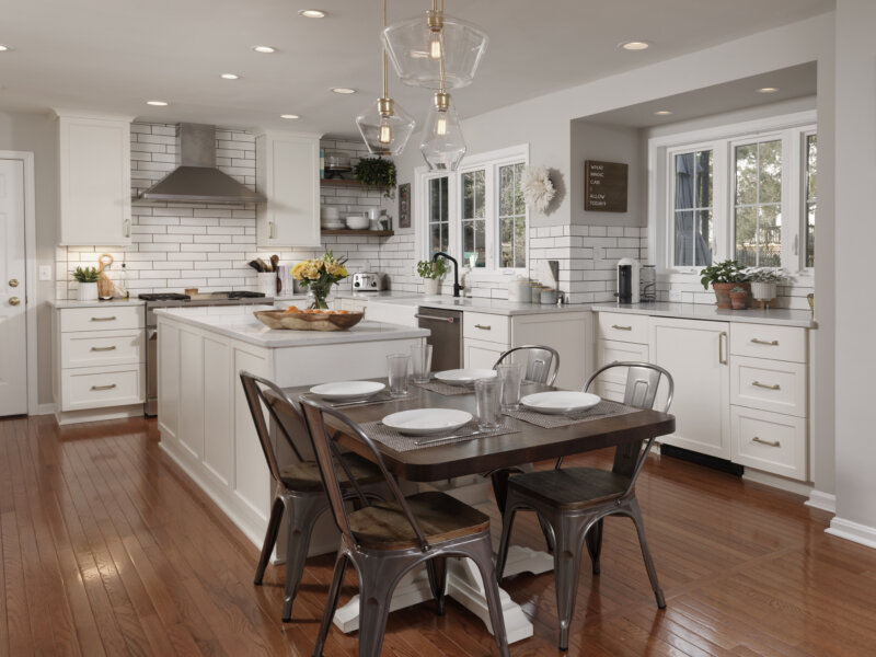 Custom kitchen with white cabinets