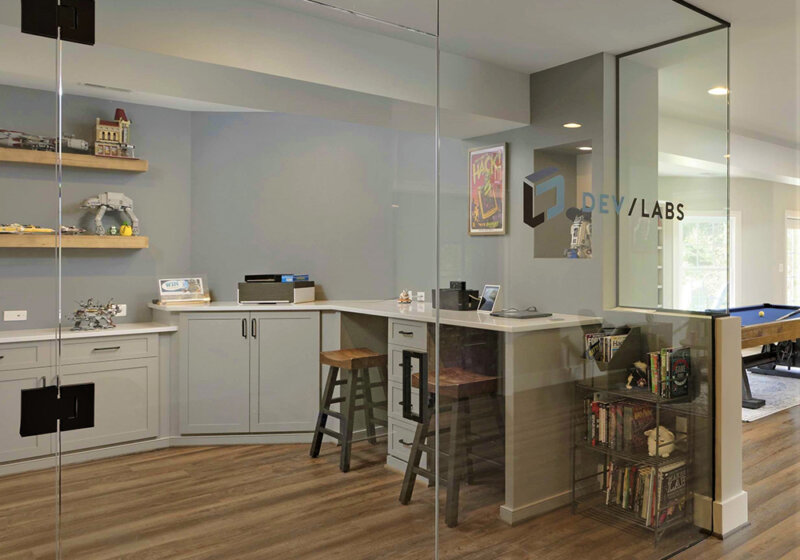 Study area in finished basement