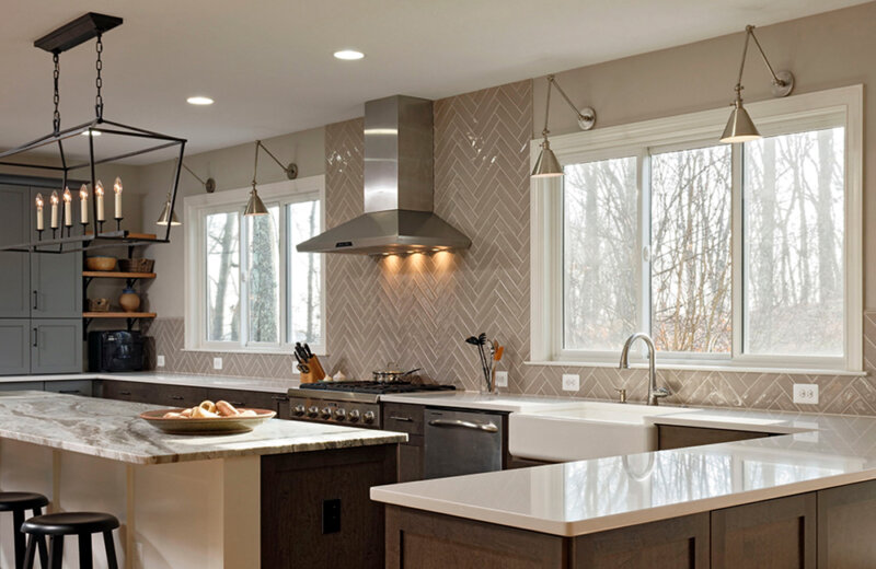 kitchen with large windows