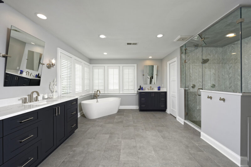 Master bathroom with large shower and soaking tub