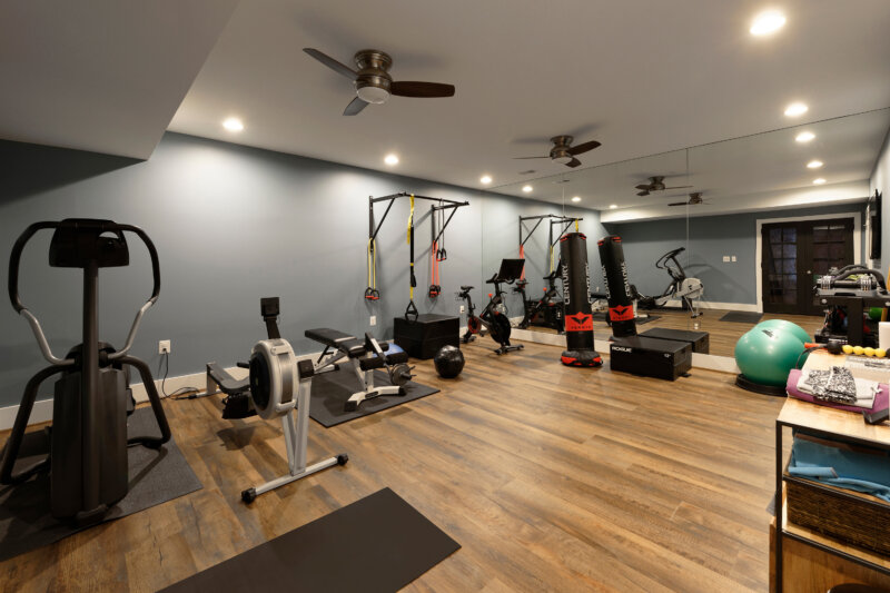 Finished basement fitness room
